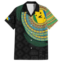 Malampa Tribal Tattoo with Namele Leaves Family Matching Off The Shoulder Long Sleeve Dress and Hawaiian Shirt