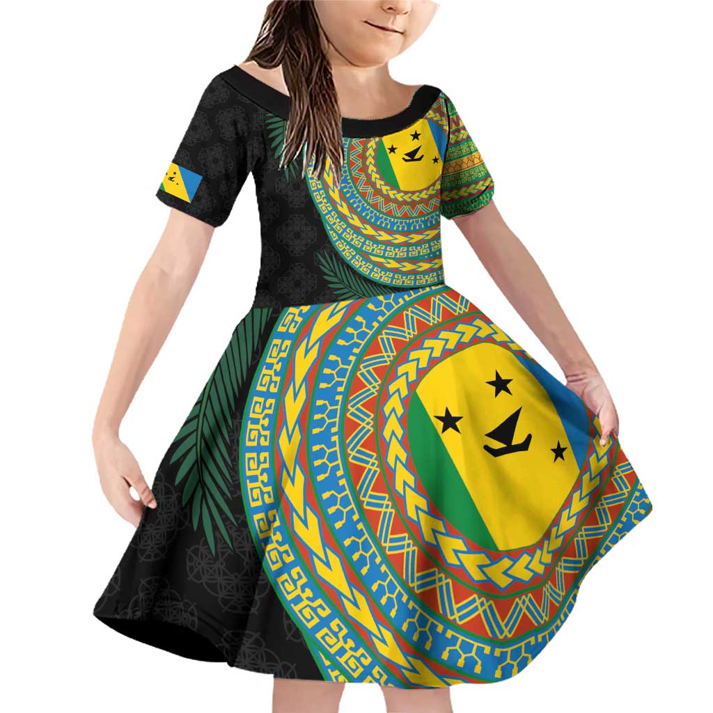 Malampa Tribal Tattoo with Namele Leaves Family Matching Off Shoulder Short Dress and Hawaiian Shirt