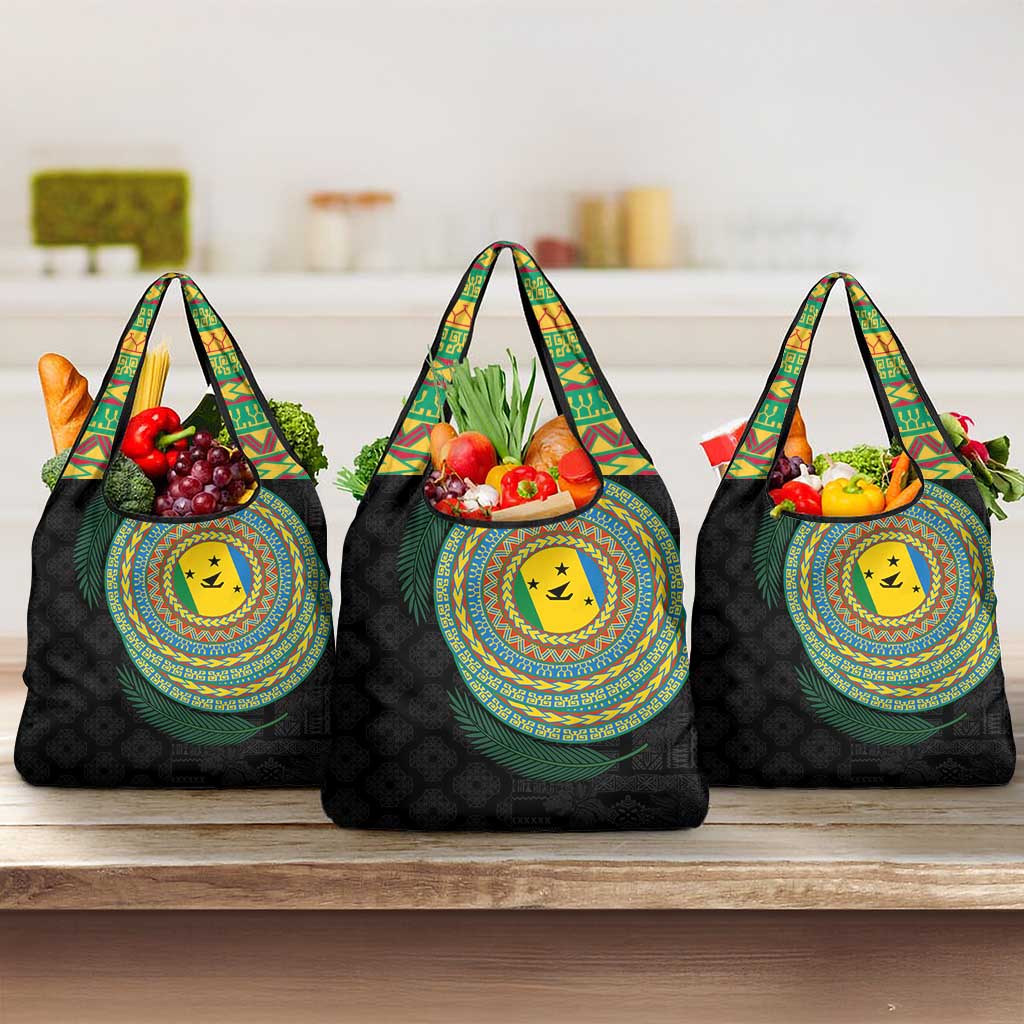 Malampa Tribal Tattoo with Namele Leaves Grocery Bag LT03 3-pack One Size Black - Polynesian Pride