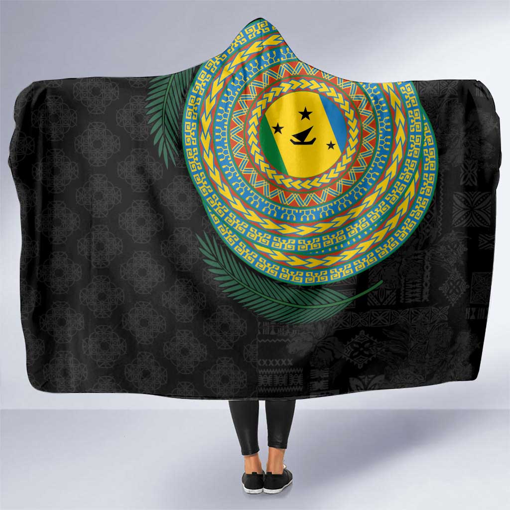 Malampa Tribal Tattoo with Namele Leaves Hooded Blanket LT03 One Size Black - Polynesian Pride