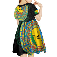 Malampa Tribal Tattoo with Namele Leaves Kid Short Sleeve Dress LT03 - Polynesian Pride