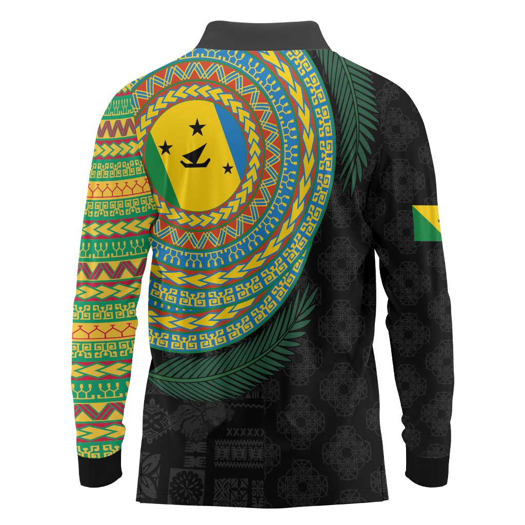 Malampa Tribal Tattoo with Namele Leaves Long Sleeve Polo Shirt