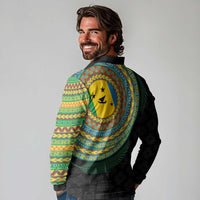 Malampa Tribal Tattoo with Namele Leaves Long Sleeve Polo Shirt