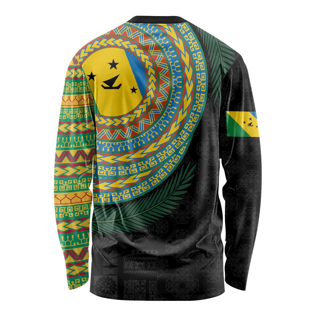 Malampa Tribal Tattoo with Namele Leaves Long Sleeve Shirt LT03 - Polynesian Pride