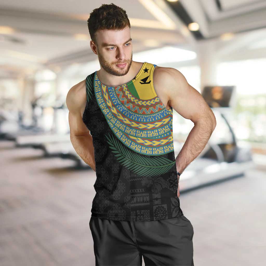 Malampa Tribal Tattoo with Namele Leaves Men Tank Top LT03 Black - Polynesian Pride