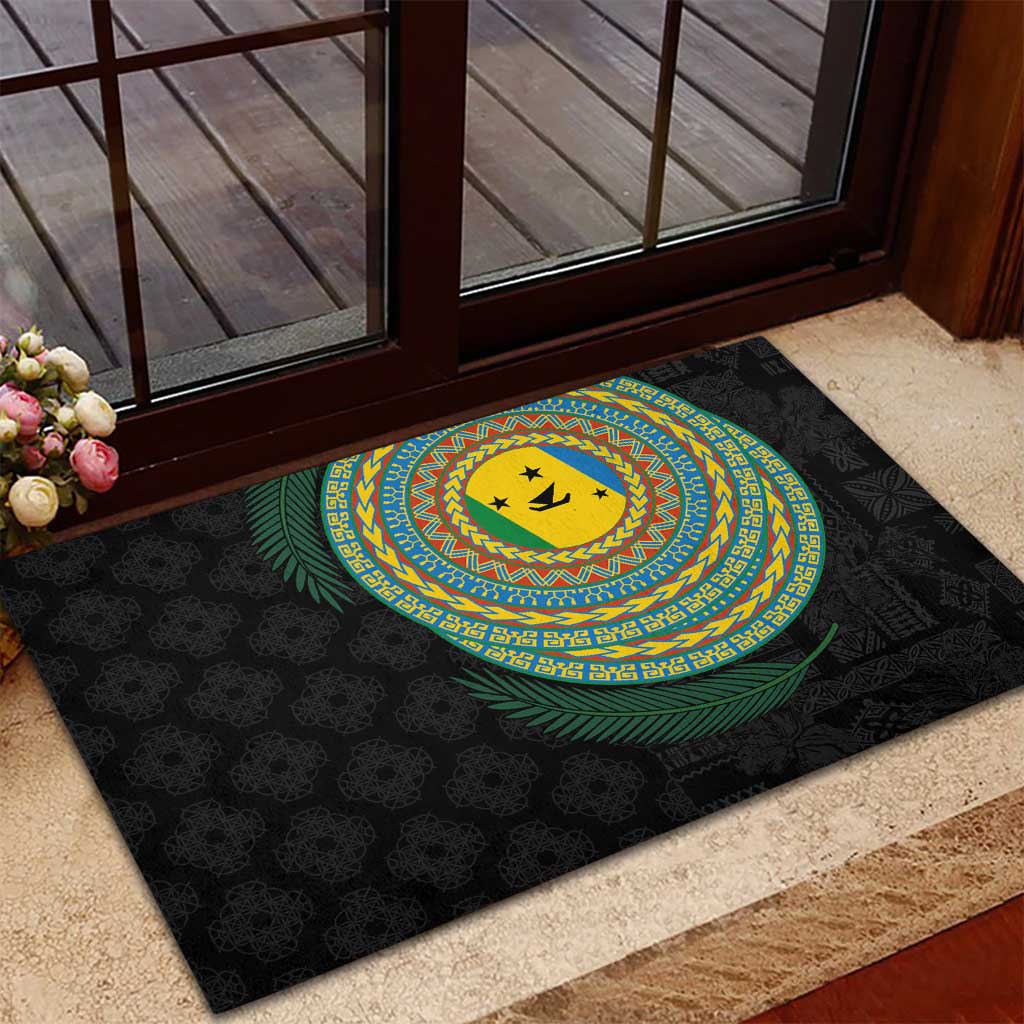 Malampa Tribal Tattoo with Namele Leaves Rubber Doormat LT03 - Polynesian Pride