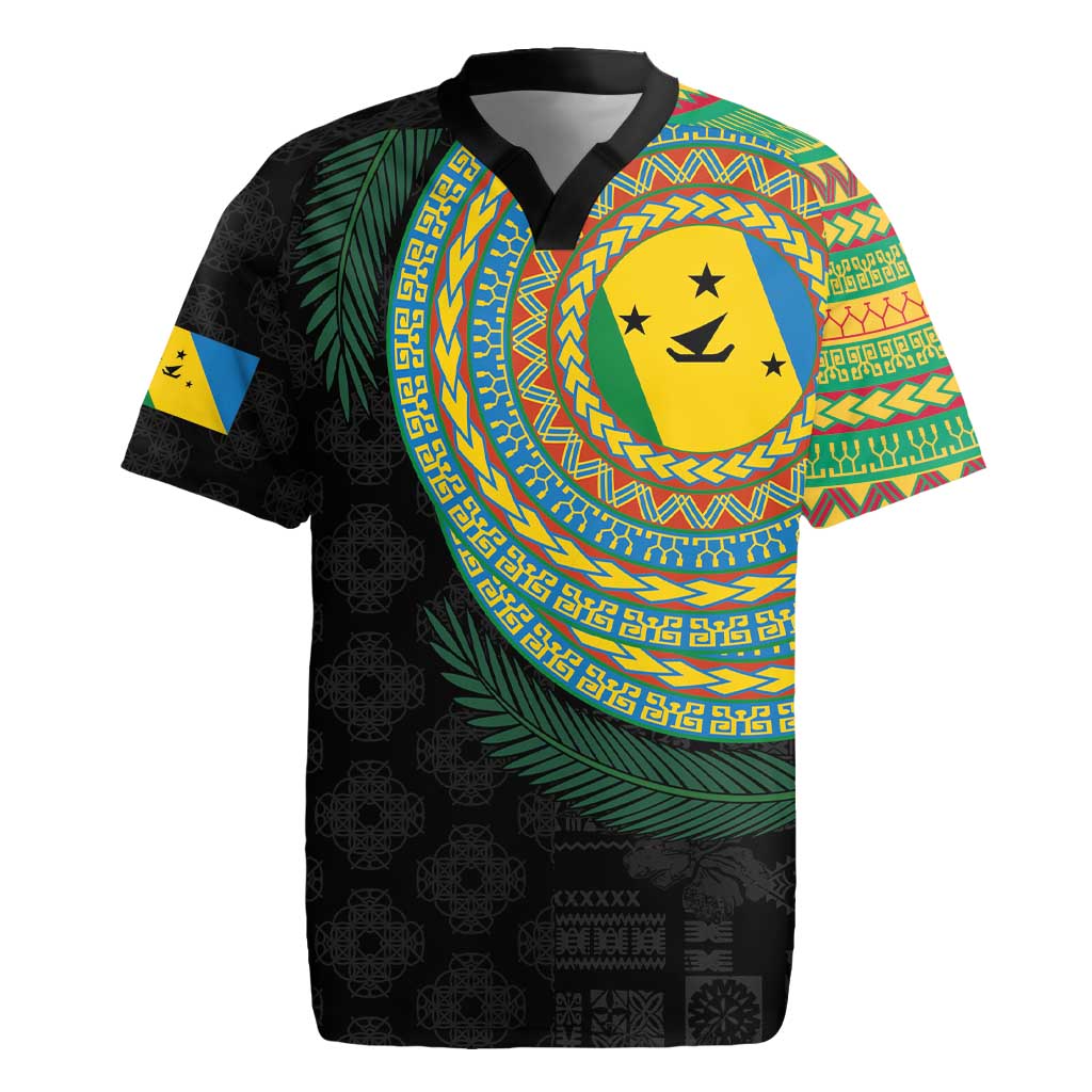 Malampa Tribal Tattoo with Namele Leaves Rugby Jersey LT03 Black - Polynesian Pride