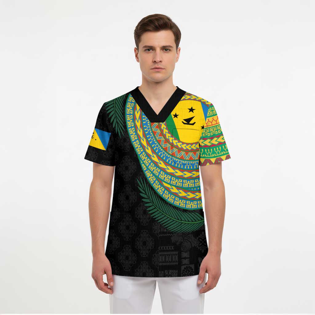 Malampa Tribal Tattoo with Namele Leaves Scrub Top LT03 - Polynesian Pride