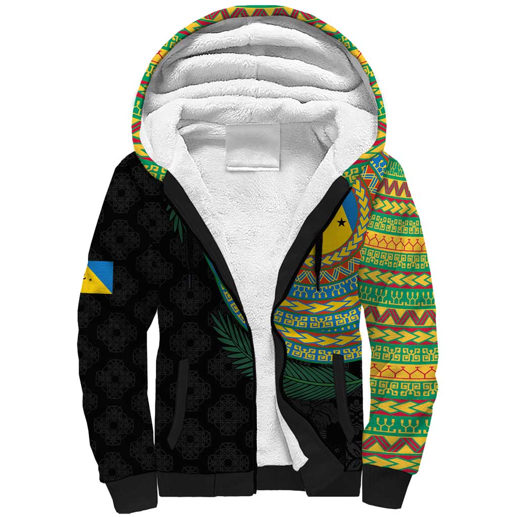 Malampa Tribal Tattoo with Namele Leaves Sherpa Hoodie LT03 Unisex Black - Polynesian Pride
