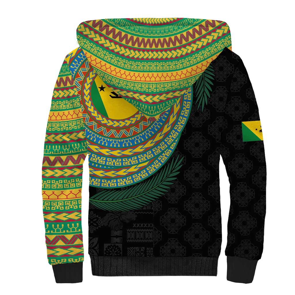 Malampa Tribal Tattoo with Namele Leaves Sherpa Hoodie LT03 - Polynesian Pride
