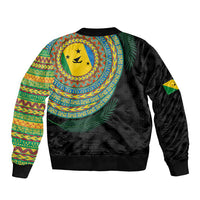 Malampa Tribal Tattoo with Namele Leaves Sleeve Zip Bomber Jacket