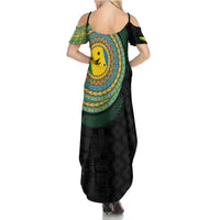 Malampa Tribal Tattoo with Namele Leaves Summer Maxi Dress