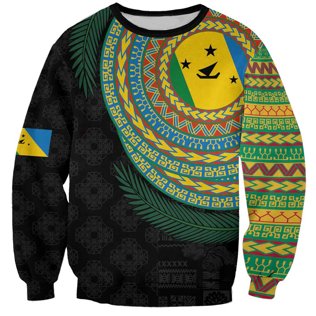 Malampa Tribal Tattoo with Namele Leaves Sweatshirt LT03 Unisex Black - Polynesian Pride