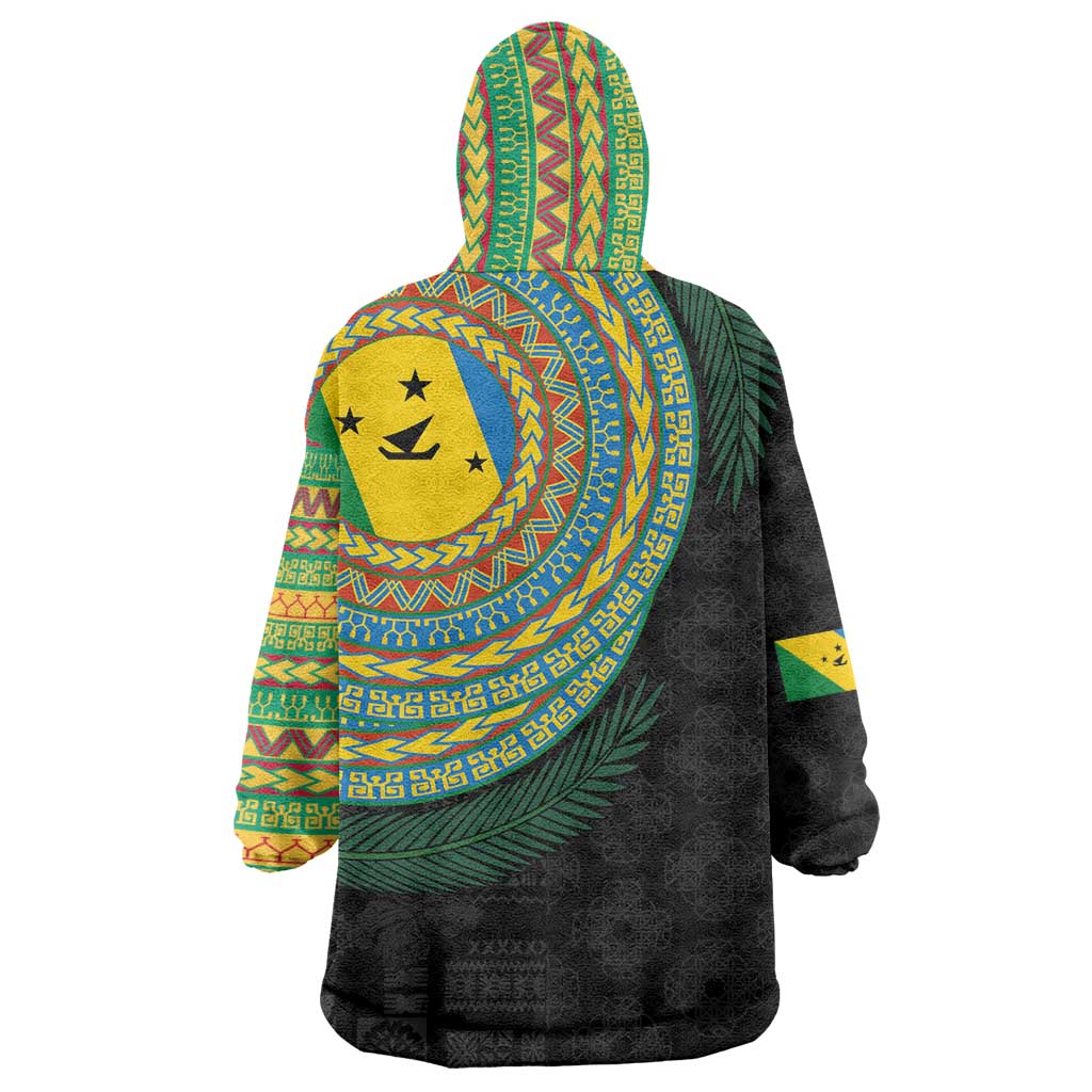 Malampa Tribal Tattoo with Namele Leaves Wearable Blanket Hoodie LT03 - Polynesian Pride