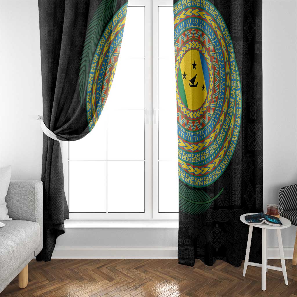 Malampa Tribal Tattoo with Namele Leaves Window Curtain