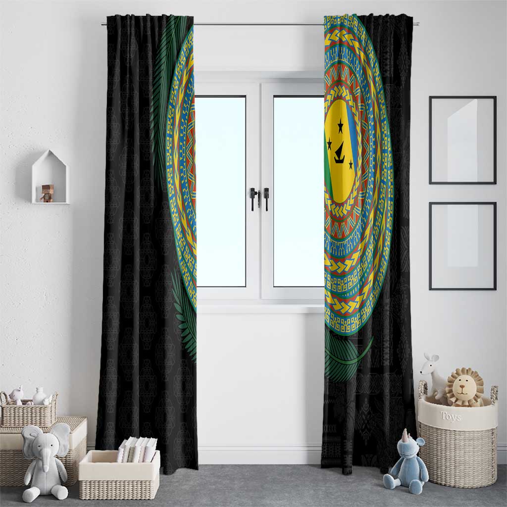 Malampa Tribal Tattoo with Namele Leaves Window Curtain