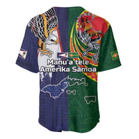 Manuʻa Islands and American Samoa Together Baseball Jersey Rooster and Eagle Mascot National Map and Flag Style