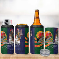 Manuʻa Islands and American Samoa Together 4 in 1 Can Cooler Tumbler Rooster and Eagle Mascot National Map and Flag Style