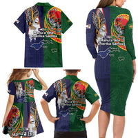 Manuʻa Islands and American Samoa Together Family Matching Long Sleeve Bodycon Dress and Hawaiian Shirt Rooster and Eagle Mascot National Map and Flag Style