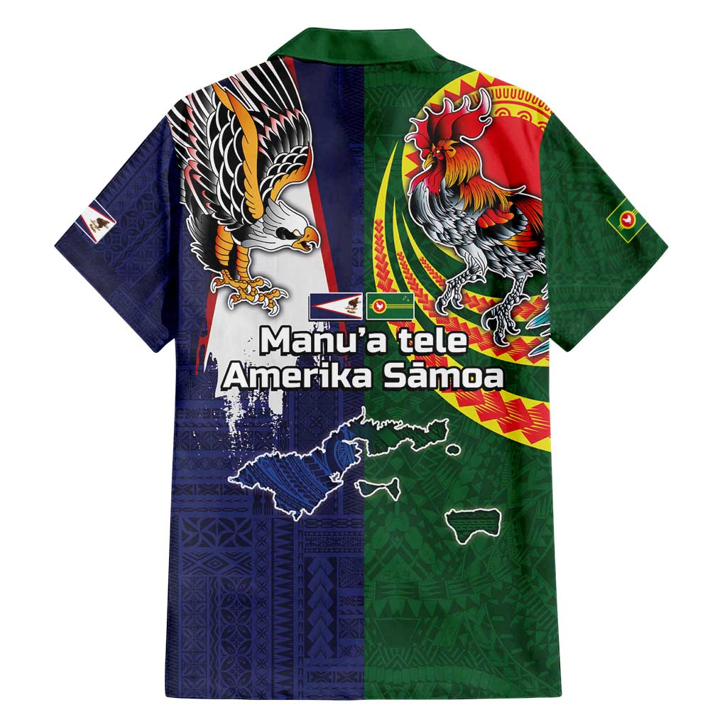 Manuʻa Islands and American Samoa Together Family Matching Tank Maxi Dress and Hawaiian Shirt Rooster and Eagle Mascot National Map and Flag Style