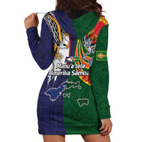 Manuʻa Islands and American Samoa Together Hoodie Dress Rooster and Eagle Mascot National Map and Flag Style