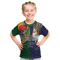 Manuʻa Islands and American Samoa Together Kid T Shirt Rooster and Eagle Mascot National Map and Flag Style