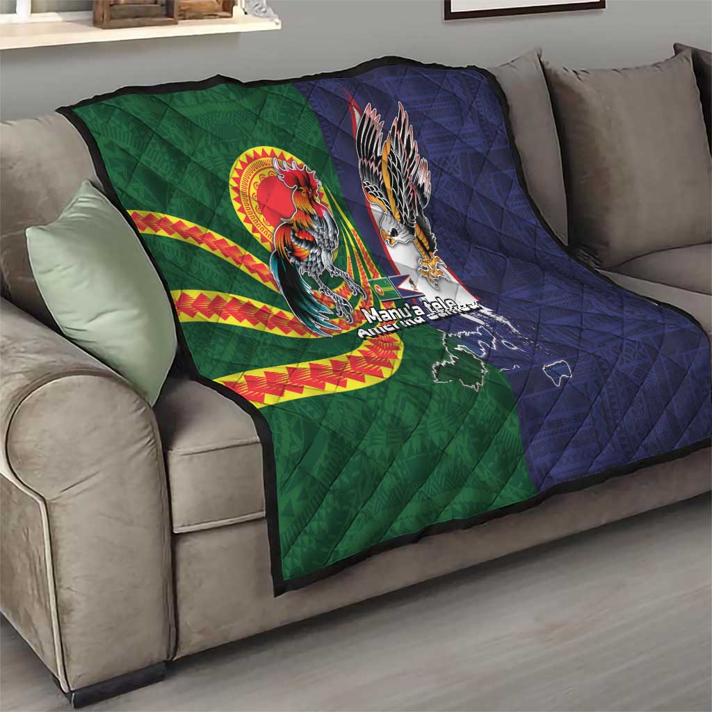 Manuʻa Islands and American Samoa Together Quilt Rooster and Eagle Mascot National Map and Flag Style