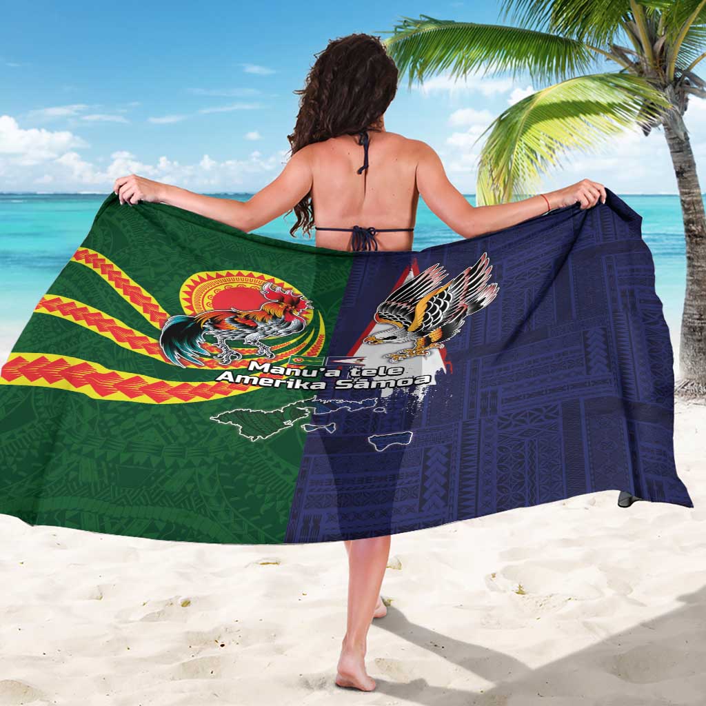 Manuʻa Islands and American Samoa Together Sarong Rooster and Eagle Mascot National Map and Flag Style