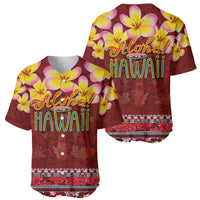 Aloha Plumeria Flowers Baseball Jersey With Hawaiian Style Tapa Tribal