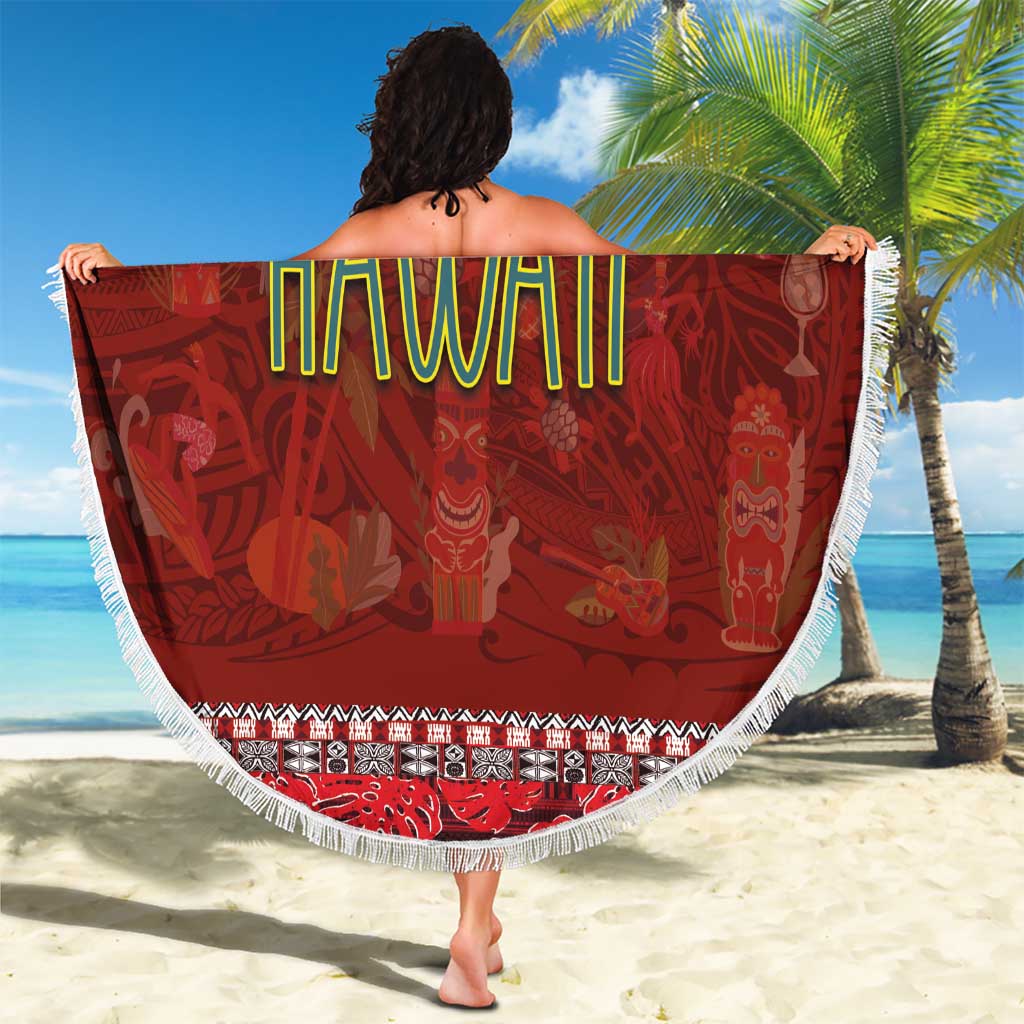 Aloha Plumeria Flowers Beach Blanket With Hawaiian Style Tapa Tribal LT03 - Polynesian Pride