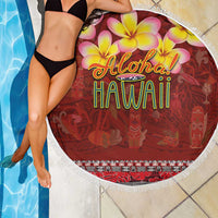 Aloha Plumeria Flowers Beach Blanket With Hawaiian Style Tapa Tribal LT03 - Polynesian Pride