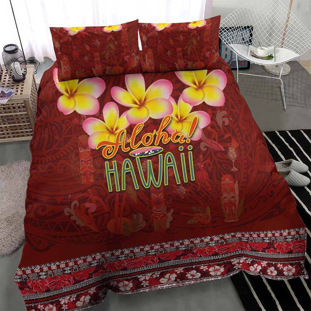 Aloha Plumeria Flowers Bedding Set With Hawaiian Style Tapa Tribal LT03 - Polynesian Pride