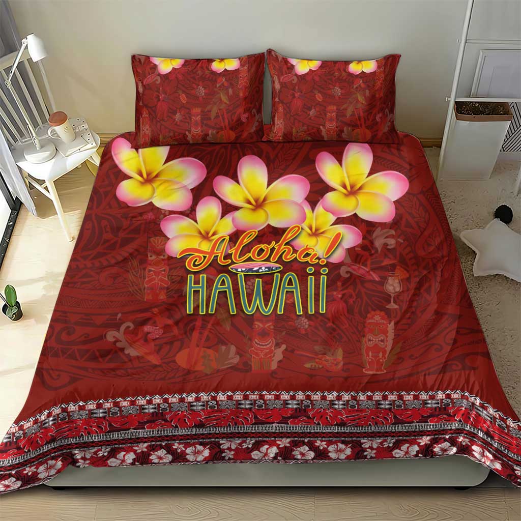 Aloha Plumeria Flowers Bedding Set With Hawaiian Style Tapa Tribal LT03 - Polynesian Pride