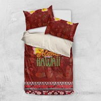 Aloha Plumeria Flowers Bedding Set With Hawaiian Style Tapa Tribal LT03 US Twin 172cm x 218cm Red - Polynesian Pride