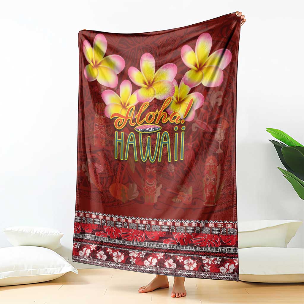 Aloha Plumeria Flowers Blanket With Hawaiian Style Tapa Tribal LT03 - Polynesian Pride