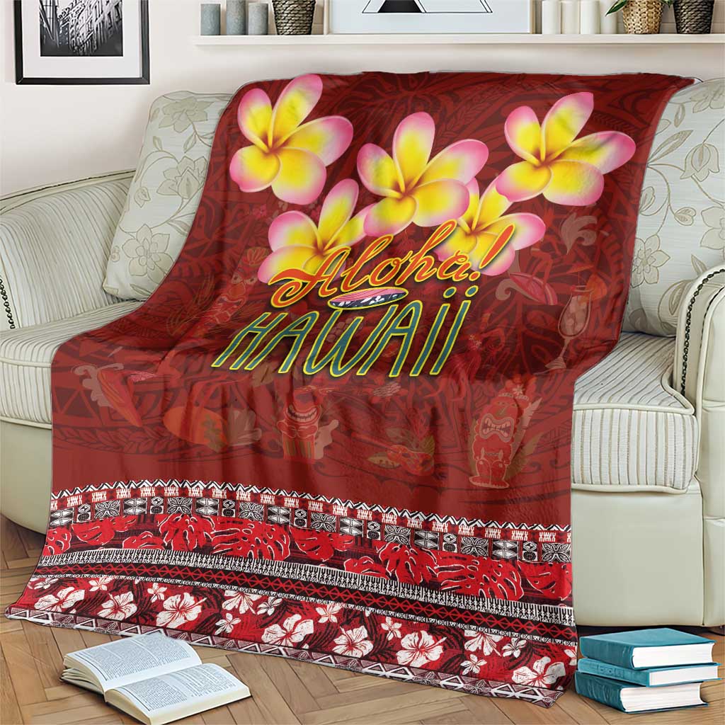 Aloha Plumeria Flowers Blanket With Hawaiian Style Tapa Tribal LT03 - Polynesian Pride