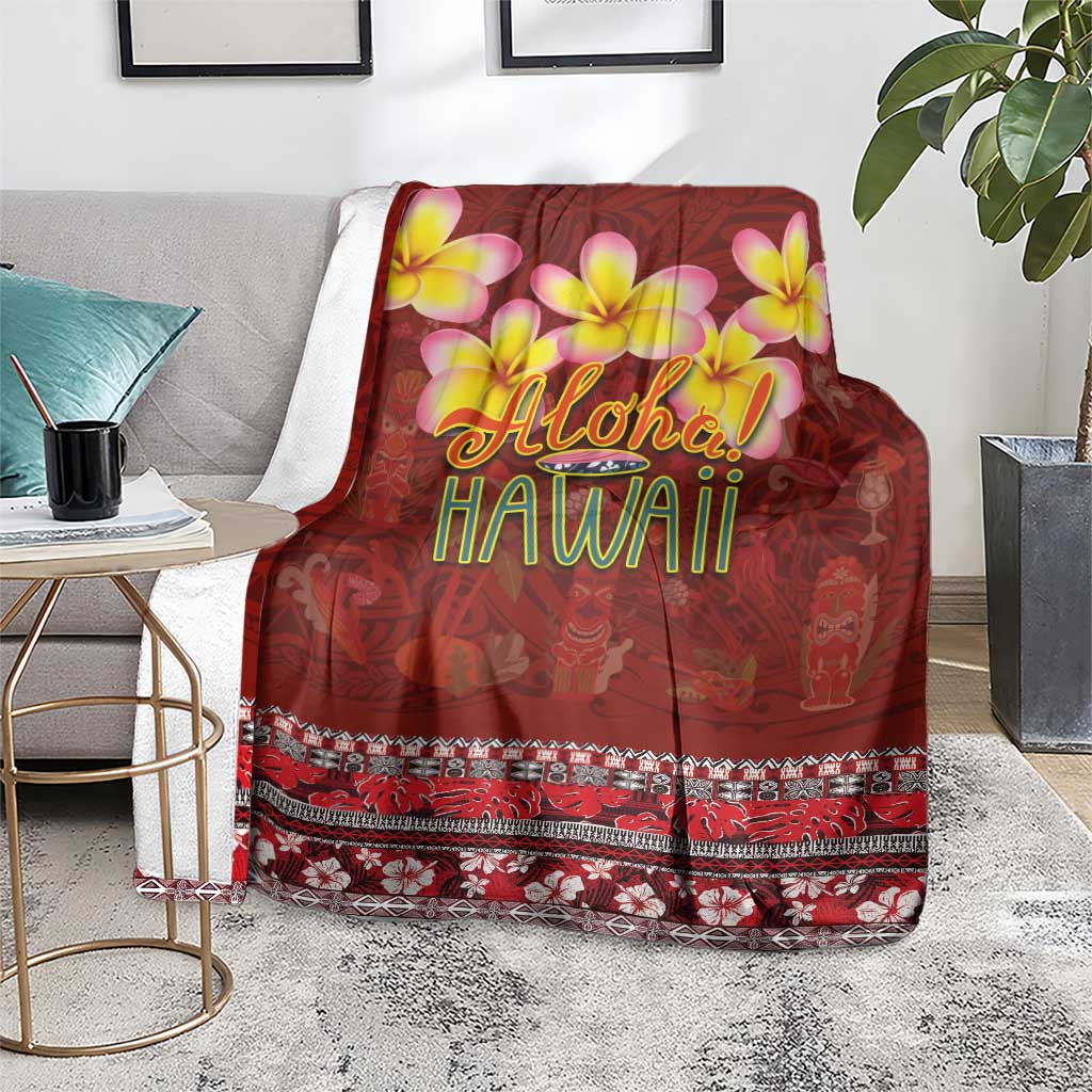 Aloha Plumeria Flowers Blanket With Hawaiian Style Tapa Tribal LT03 - Polynesian Pride