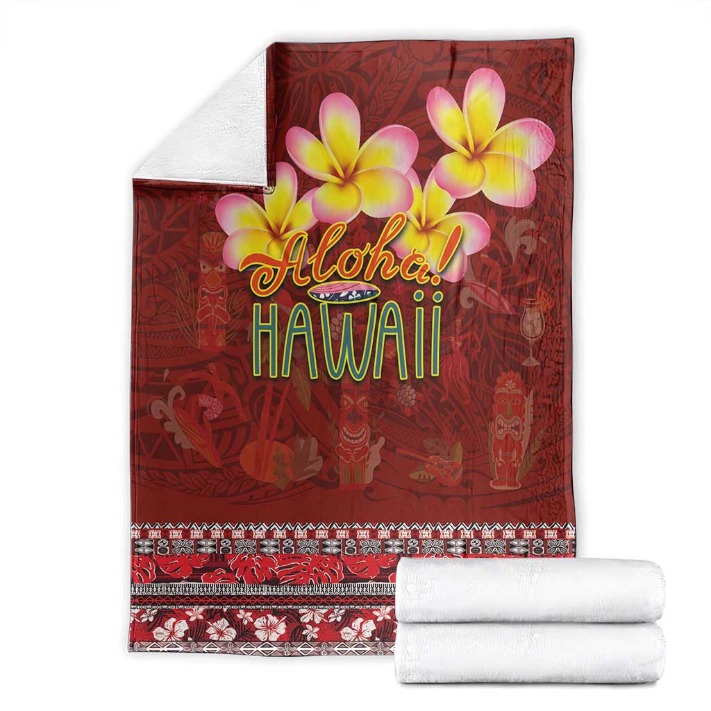 Aloha Plumeria Flowers Blanket With Hawaiian Style Tapa Tribal LT03 - Polynesian Pride