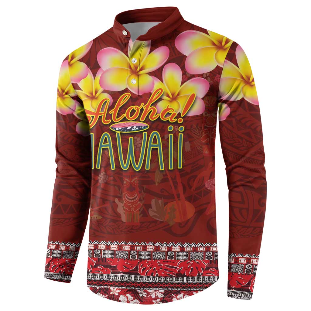 Aloha Plumeria Flowers Button Sweatshirt With Hawaiian Style Tapa Tribal LT03 - Polynesian Pride