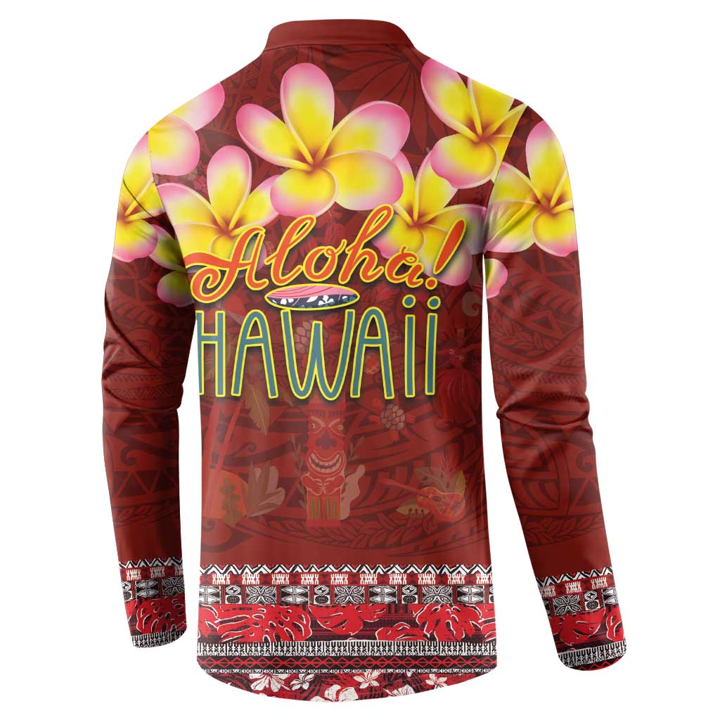Aloha Plumeria Flowers Button Sweatshirt With Hawaiian Style Tapa Tribal LT03 - Polynesian Pride