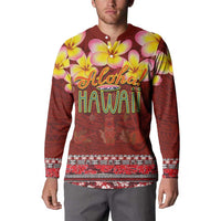 Aloha Plumeria Flowers Button Sweatshirt With Hawaiian Style Tapa Tribal LT03 - Polynesian Pride