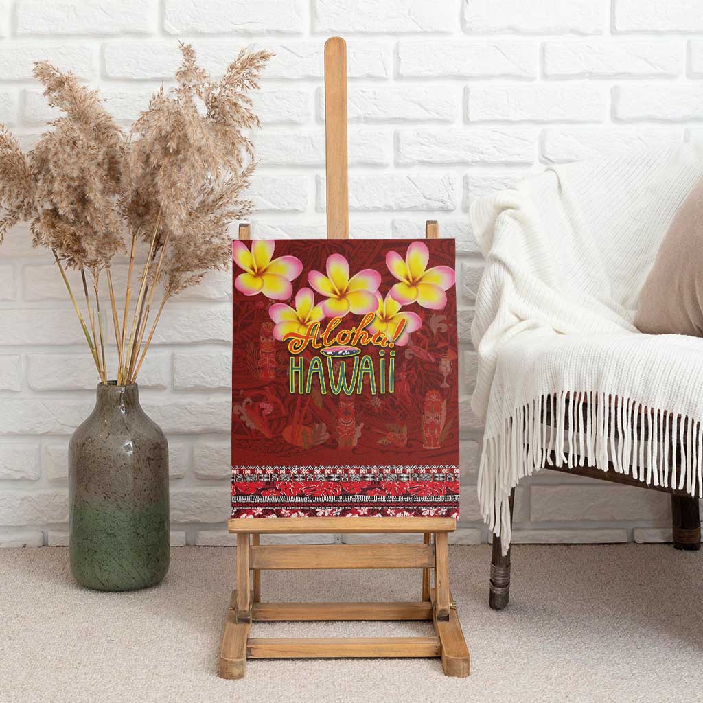 Aloha Plumeria Flowers Canvas Wall Art With Hawaiian Style Tapa Tribal LT03 - Polynesian Pride