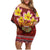 Aloha Plumeria Flowers Family Matching Off Shoulder Short Dress and Hawaiian Shirt With Hawaiian Style Tapa Tribal