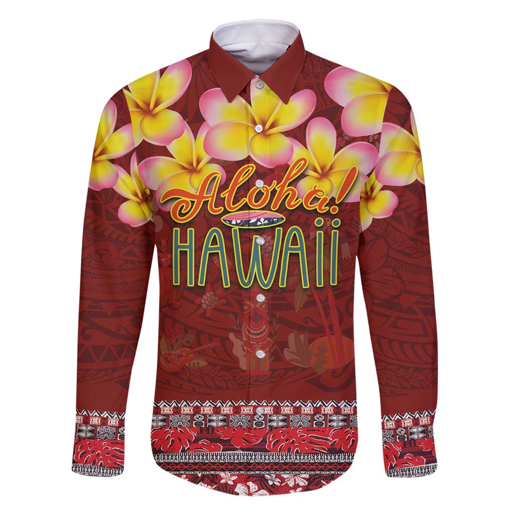 Aloha Plumeria Flowers Family Matching Tank Maxi Dress and Hawaiian Shirt With Hawaiian Style Tapa Tribal