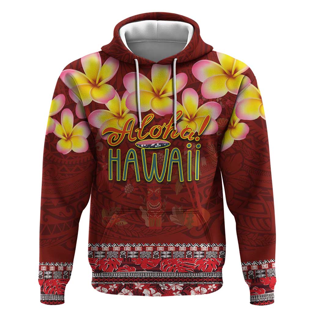 Aloha Plumeria Flowers Hoodie With Hawaiian Style Tapa Tribal