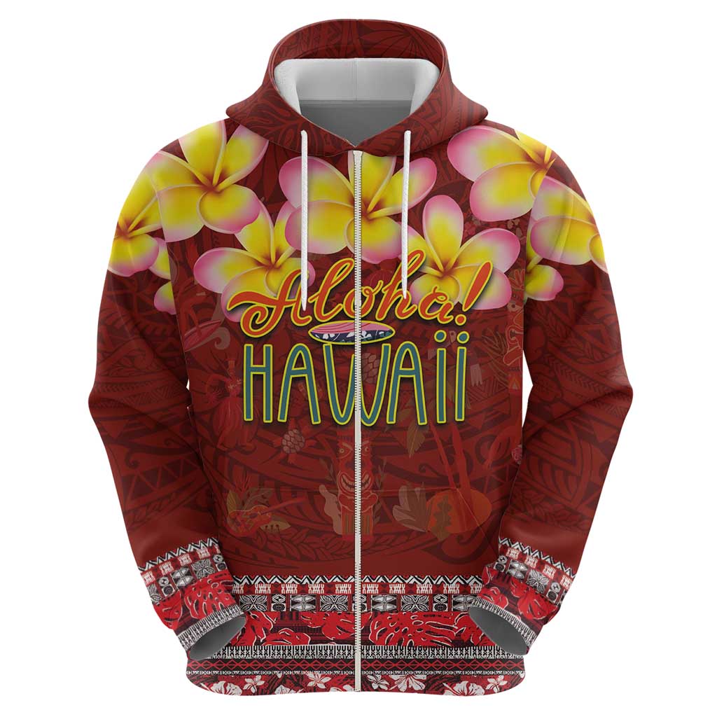 Aloha Plumeria Flowers Hoodie With Hawaiian Style Tapa Tribal