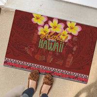 Aloha Plumeria Flowers Rubber Doormat With Hawaiian Style Tapa Tribal LT03 - Polynesian Pride