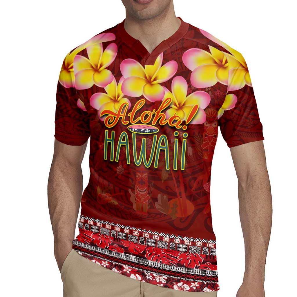 Aloha Plumeria Flowers Rugby Jersey With Hawaiian Style Tapa Tribal LT03 - Polynesian Pride