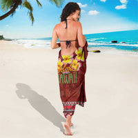 Aloha Plumeria Flowers Sarong With Hawaiian Style Tapa Tribal
