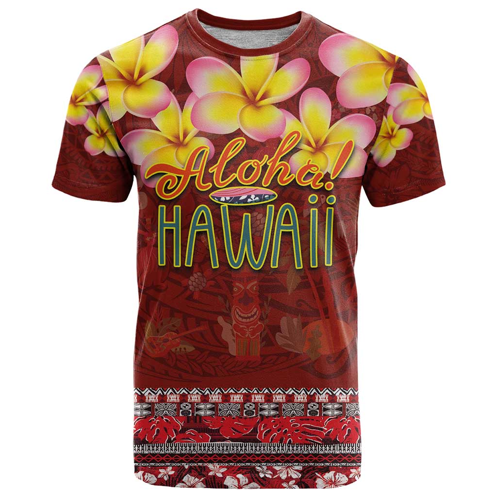 Aloha Plumeria Flowers T Shirt With Hawaiian Style Tapa Tribal